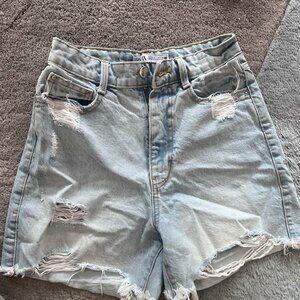 Zara light denim high rise shorts